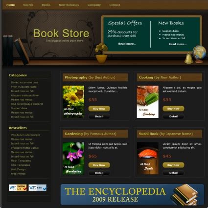 Free HTML CSS Template for BookStore .
